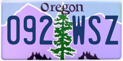 OR license plate 092WSZ