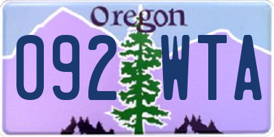 OR license plate 092WTA