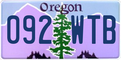 OR license plate 092WTB