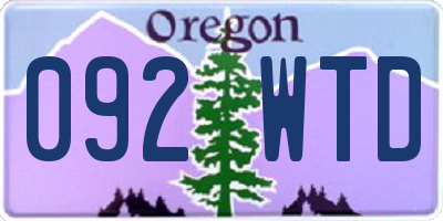 OR license plate 092WTD