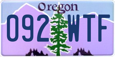 OR license plate 092WTF