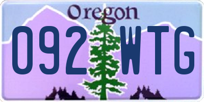 OR license plate 092WTG