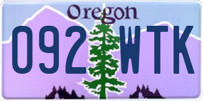 OR license plate 092WTK