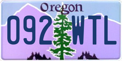 OR license plate 092WTL