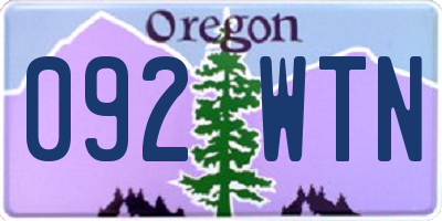 OR license plate 092WTN