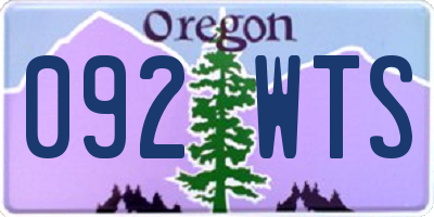OR license plate 092WTS