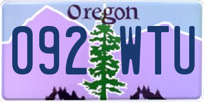 OR license plate 092WTU