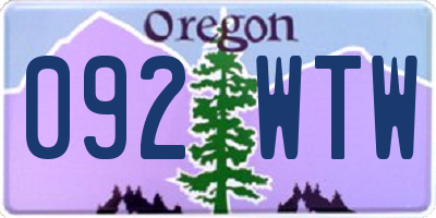 OR license plate 092WTW