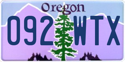 OR license plate 092WTX