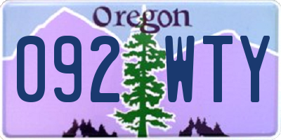 OR license plate 092WTY