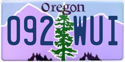 OR license plate 092WUI