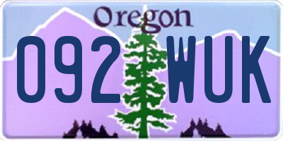 OR license plate 092WUK