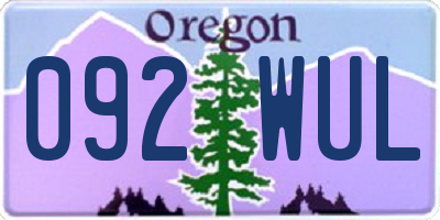 OR license plate 092WUL