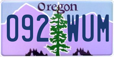 OR license plate 092WUM