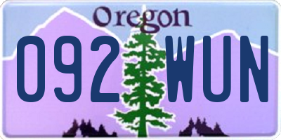 OR license plate 092WUN