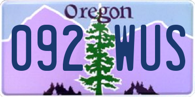 OR license plate 092WUS