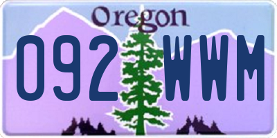 OR license plate 092WWM