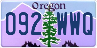 OR license plate 092WWQ