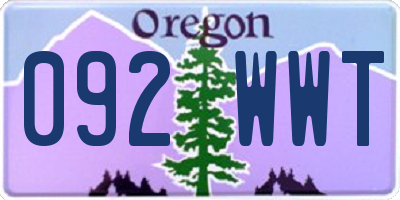 OR license plate 092WWT