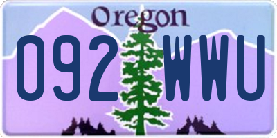 OR license plate 092WWU