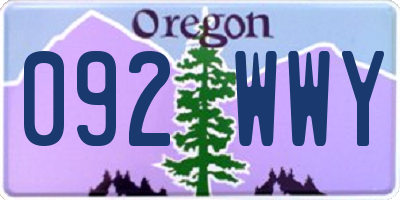 OR license plate 092WWY