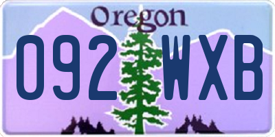 OR license plate 092WXB
