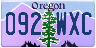 OR license plate 092WXC