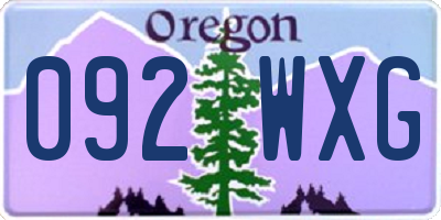 OR license plate 092WXG