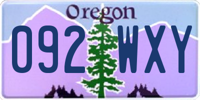 OR license plate 092WXY