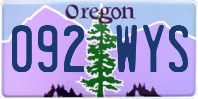 OR license plate 092WYS
