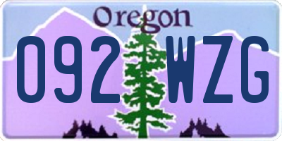 OR license plate 092WZG