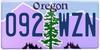 OR license plate 092WZN