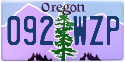 OR license plate 092WZP