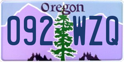 OR license plate 092WZQ