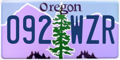 OR license plate 092WZR