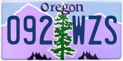 OR license plate 092WZS