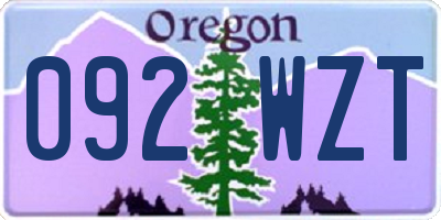 OR license plate 092WZT