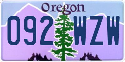 OR license plate 092WZW