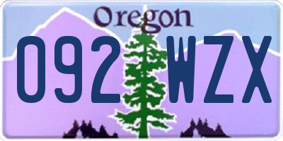 OR license plate 092WZX