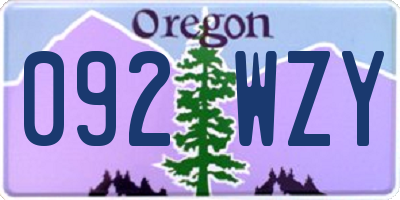 OR license plate 092WZY