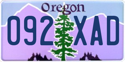 OR license plate 092XAD