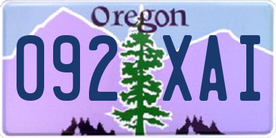 OR license plate 092XAI