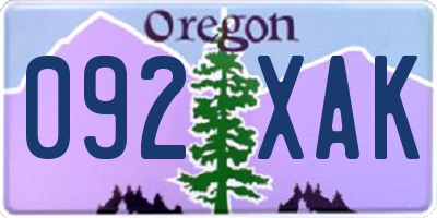 OR license plate 092XAK