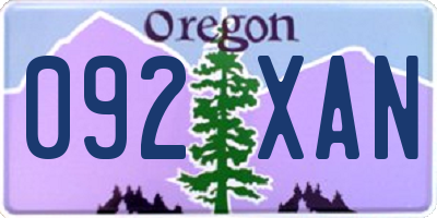 OR license plate 092XAN