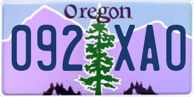 OR license plate 092XAO