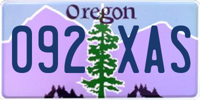 OR license plate 092XAS