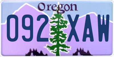 OR license plate 092XAW