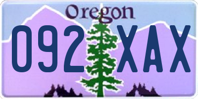 OR license plate 092XAX
