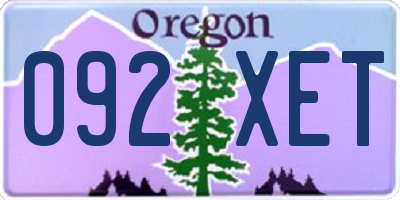 OR license plate 092XET