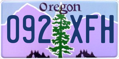OR license plate 092XFH